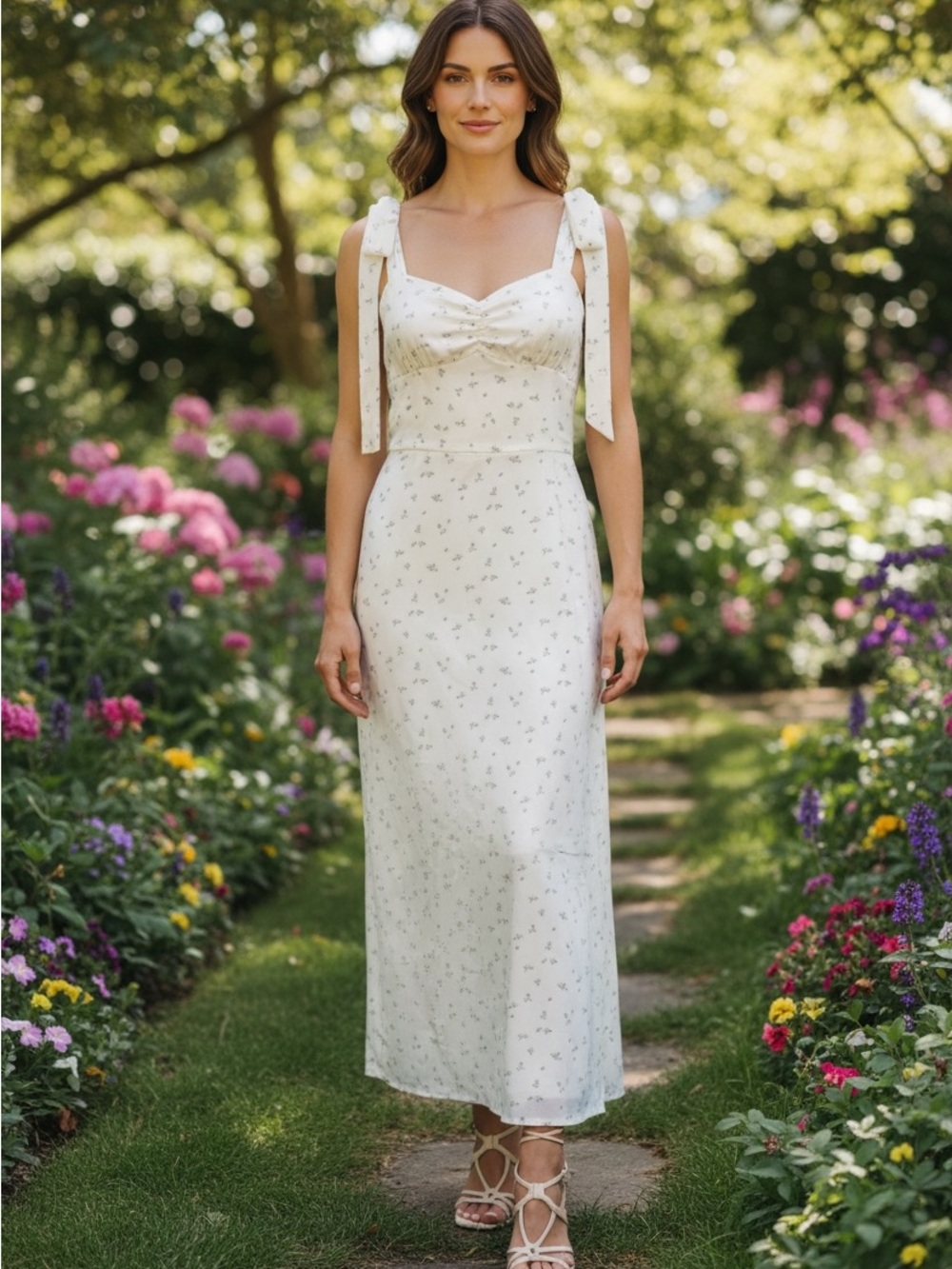 Rihoas size Large cream chiffon midi dress Macy’s NWT reg$57 now$36